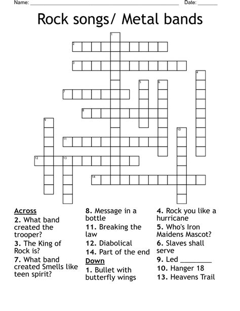 rock group crossword.